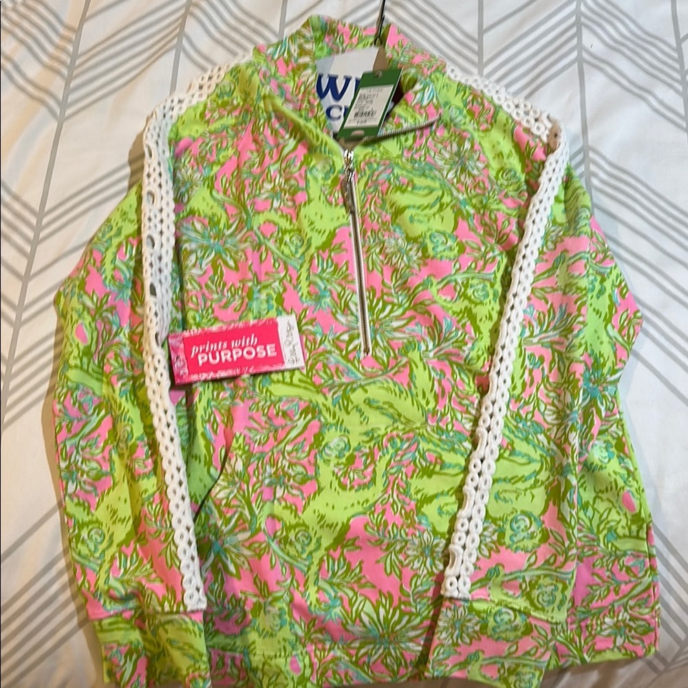 Lilly Pulitzer Vibrant Green and Pink Floral Top
